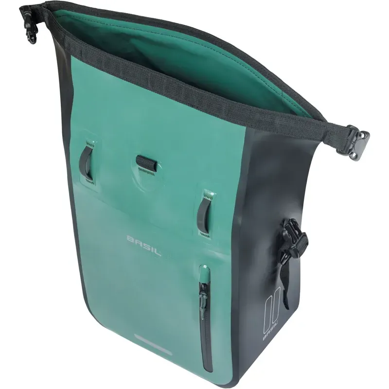Basil Rivo 12-15l MIK Hook Single Tarpaulin Bag in Silvergreen/Black-2