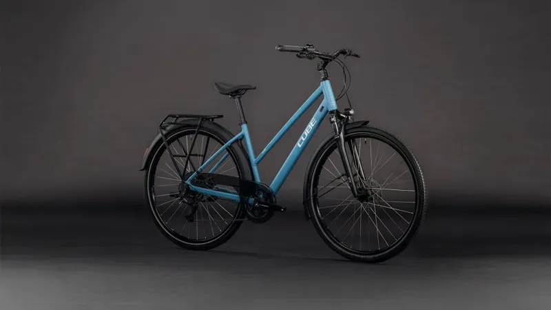 Cube Touring One Hybrid Bike in Blue Bird/Grey-5