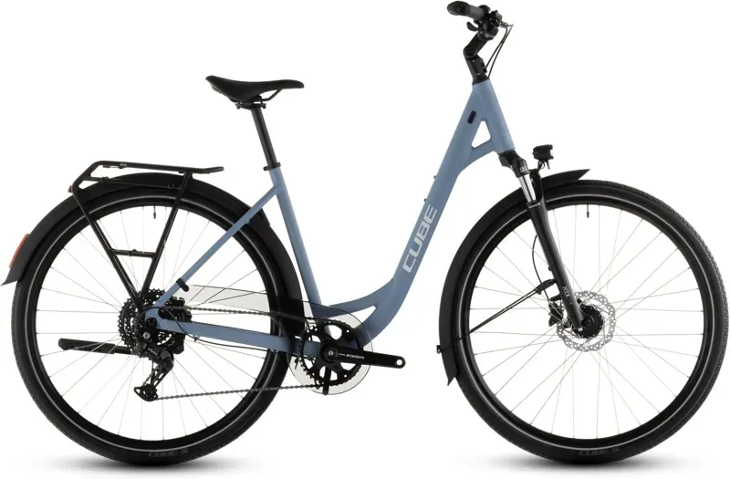 Cube Touring One Hybrid Bike in Blue Bird/Grey