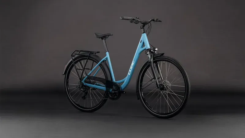 Cube Touring One Hybrid Bike in Blue Bird/Grey-1