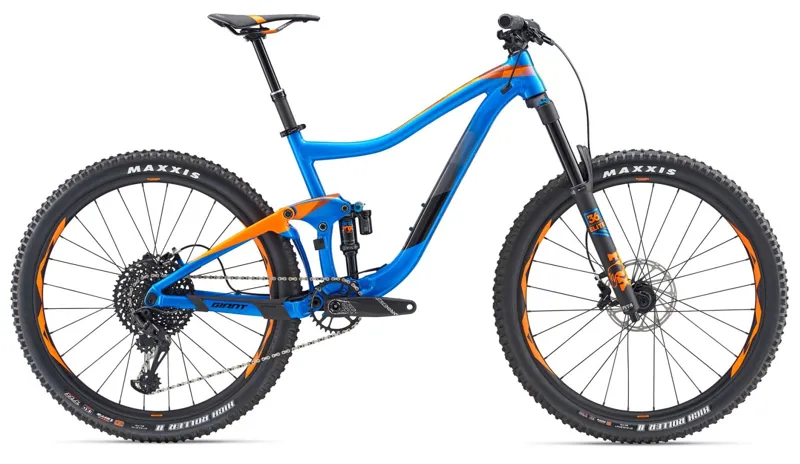 orange and blue mountain bike