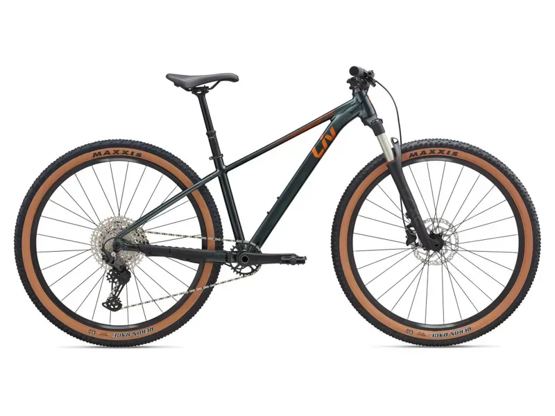Liv Tempt 29 0 Mountain Bike In Gloss Asphalt Green/Solar Flare