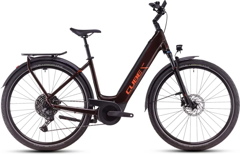 Cube Touring Hybrid Pro 625 Electric Bike in Cinnamon/Orange